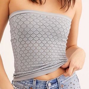 Free People Honey Textured Tube Top - Grey M/L